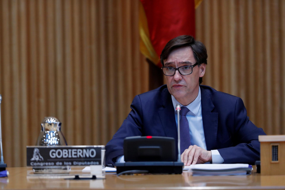 El ministro de Sanidad, Salvador Illa, comparece este jueves ante la Comisión de Sanidad y Consumo para actualizar la información sobre la situación y las medidas adoptadas en relación al COVID-19. En Madrid (España), a 30 de abril de 2020.