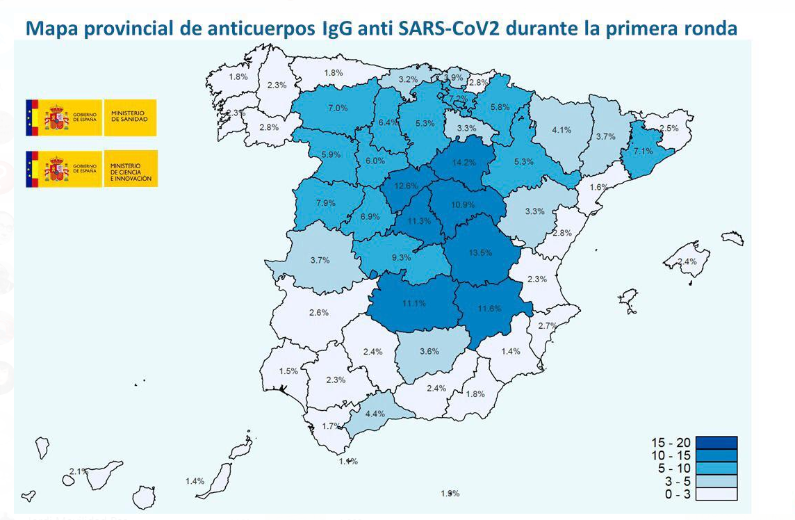 Mapa primera oleada de seroprevalencia