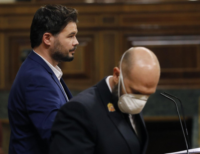 El portavoz parlamentario de ERC, Gabriel Rufián, en el pleno del Congreso