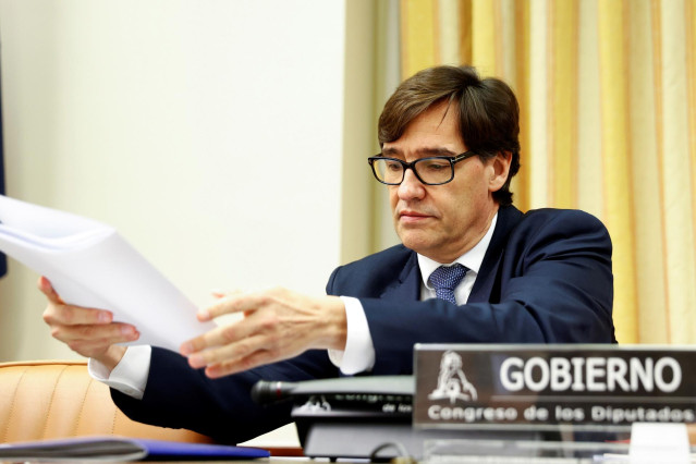 El ministro de Sanidad, Salvador Illa, antes de su comparecencia este jueves en la Comisión correspondiente del Congreso, en Madrid (España), a 14 de mayo de 2020.
