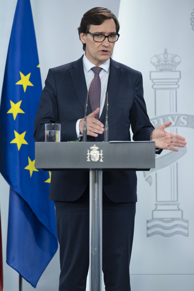 El ministro de Sanidad, Salvador Illa, durante la rueda de prensa de Sanidad para anunciar qué territorios avanzan en la desescalada a 15 de mayo de 2020