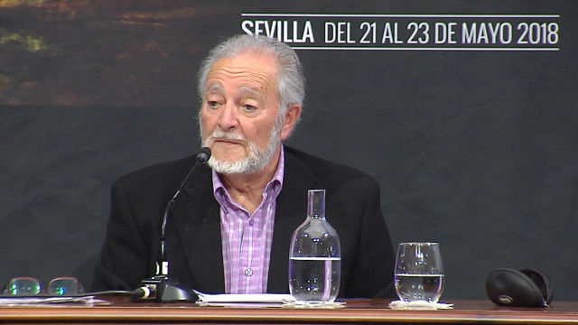 El exsecretario general de IU Julio Anguita, durante una conferencia en Sevilla, en una imagen de archivo.