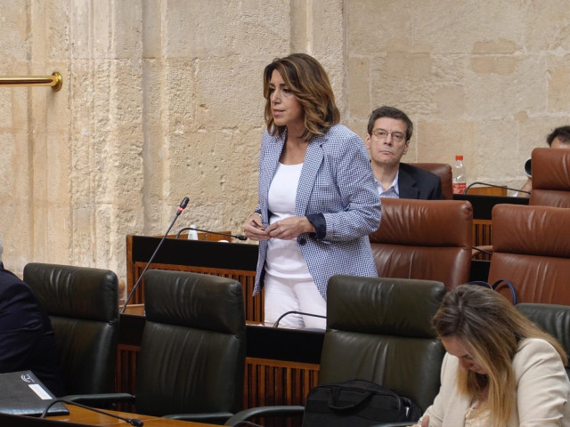 La secretaria general del PSOE-A, Susana Díaz, en el Pleno del Parlamento, en una imagen de archivo.