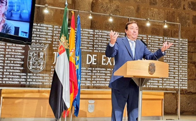 Fernández Vara, en la rueda de prensa tras la videoconferencia.