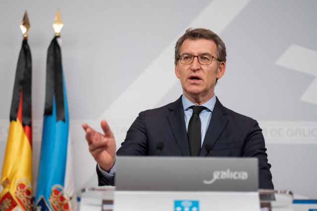 El presidente de la Xunta, Alberto Núñez Feijóo, en rueda de prensa