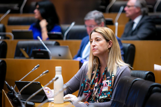 La diputada de Ciudadanos María Muñoz Vidal, durante la comparecencia de la ministra Yolanda Díaz, en la Comisión de Trabajo del Congreso