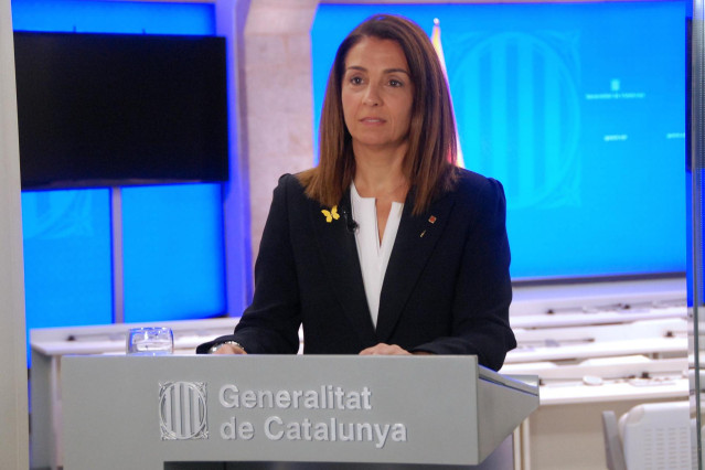 La portavoz del Govern, Mertixell Budó, en rueda de prensa el 19 de mayo de 2020.
