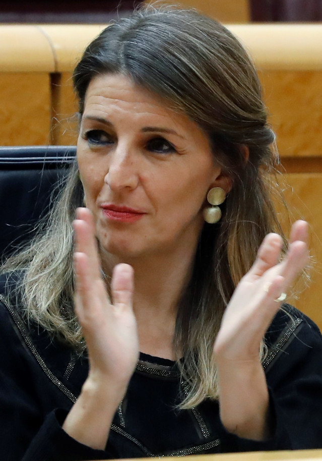 La ministra de Trabajo, Yolanda Díaz este martes en la sesión de control al Gobierno en el Senado.