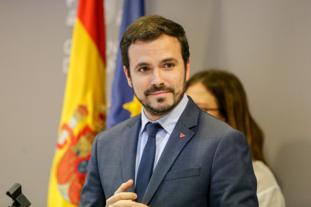 El ministro de Consumo, Alberto Garzón, durante la rueda de prensa de presentación del proyecto de Real Decreto de Comunicaciones Comerciales de las Actividades del Juego, en Madrid (España), a 21 de febrero de 2020.