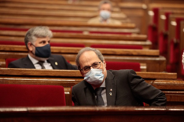 El presidente del Parlament, Quim Torra, en el pleno del Parlament del 21 de mayo.
