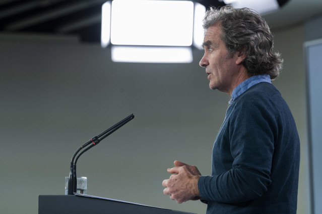 El director del Centro de Coordinación de Alertas y Emergencias Sanitarias, Fernando Simón, durante la primera rueda de prensa por la tarde tras la reunión del Comité de Gestión de la Desescalada, en Madrid (España) a 18 de mayo de 2020.