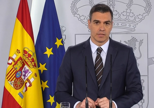 El presidente del Gobierno, Pedro Sánchez, durante su comparecencia del sábado 23 de mayo de 2020