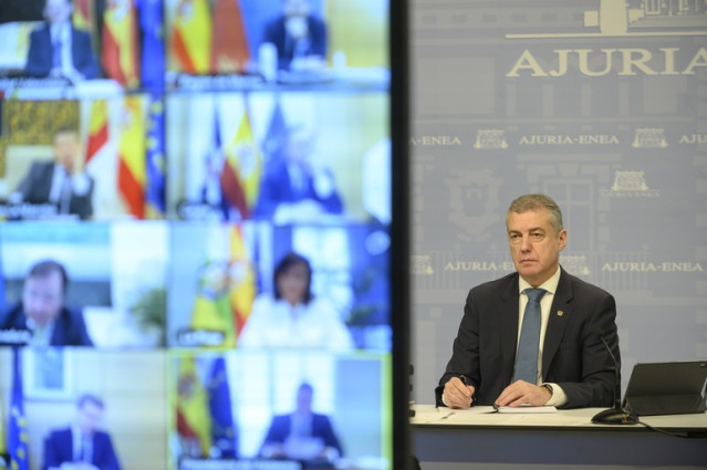 El lehendakari, Iñigo Urkullu, en la videoconferencia de presidentes autonómicos