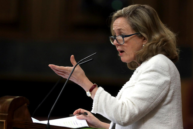 La vicepresidenta de Asuntos Económicos, Nadia Calviño, en Madrid (España), a 20 de mayo de 2020.