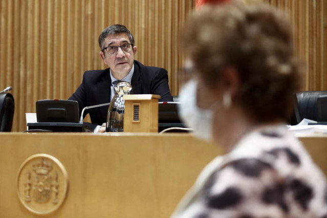 El presidente de la Comisión, Patxi López, durante la primera sesión de la Comisión del Congreso para la Reconstrucción Social y Económica