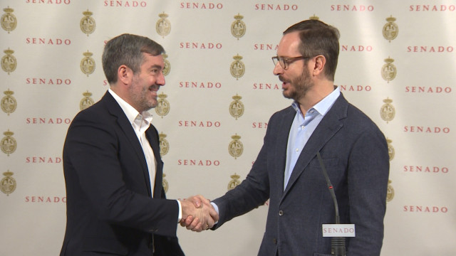 Los portavoces de PP y Coalición Canaria en el Senado, Javier Maroto y Fernando Clavijo, en una imagen de archivo.