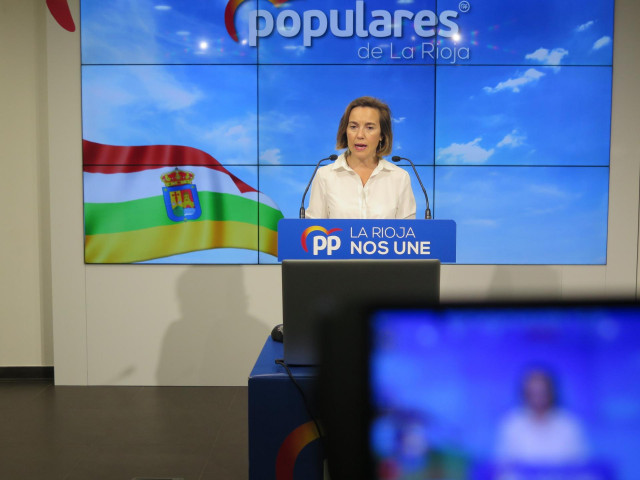 A Diputada Nacional del PP de La Rioja, Cuca Gamarra, en comparecencia de prensa