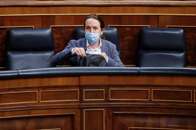 El vicepresidente tercero del Gobierno, Pablo Iglesias, en el Congreso