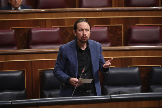 El vicepresidente segundo del Gobierno, Pablo Iglesias, en el Congreso