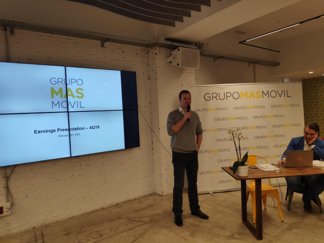 El consejero delegado de MásMóvil, Meinrad Spenger, en la presentación de los resultados de 2019