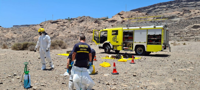 Bomberos de Gran Canaria en un servicio donde activaron el protocolo de riesgo biológico