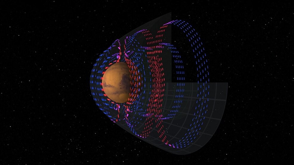 Visualización de corrientes eléctricas en la atmósfera de Marte