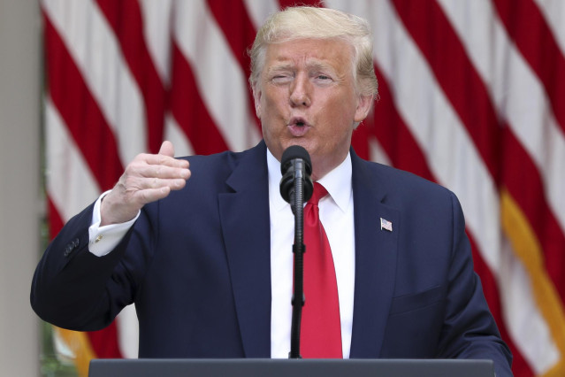 May 26, 2020 i- Washington, DC, United States: President Donald Trump speaks during an event on Protecting Seniors with Diabetes in the Rose Garden of the White House. (Contacto)