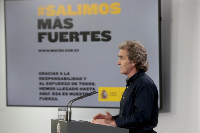 El director del Centro de Coordinación de Alertas y Emergencias Sanitarias, Fernando Simón, comparece en rueda de prensa para informar sobre las novedades del Covid-19. En Madrid, (España), a 27 de mayo de 2020.