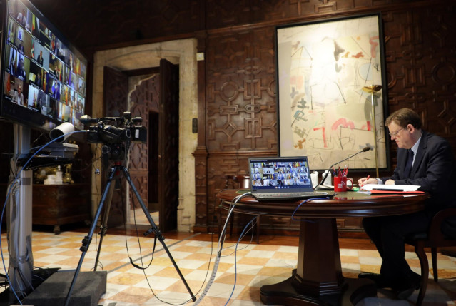 Puig durante la videoconferencia de presidentes
