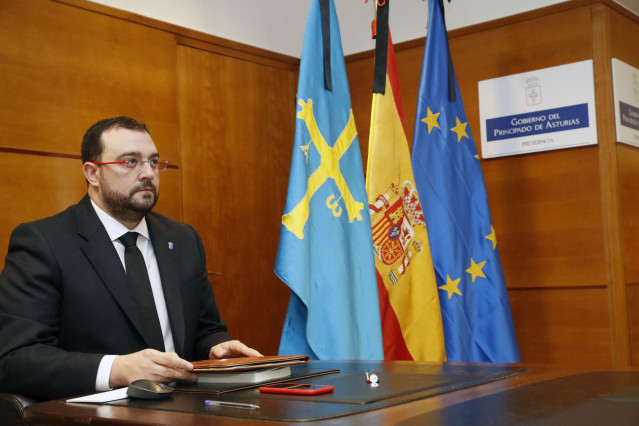 El presidente asturiano Adrián barbón participa en la conferencia de presidentes de este domingo 31 de mayo.