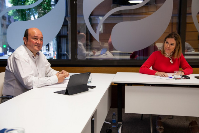 El presidente del EBB del PNV, Andoni Ortuzar, en la reunión de la Ejecutiva jeltzale