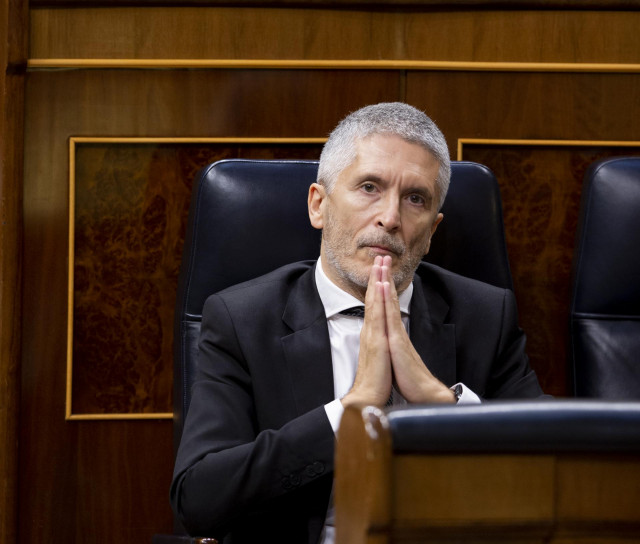 El ministro del Interior, Fernando Grande Marlaska, durante el pleno de sesión de control al Gobierno