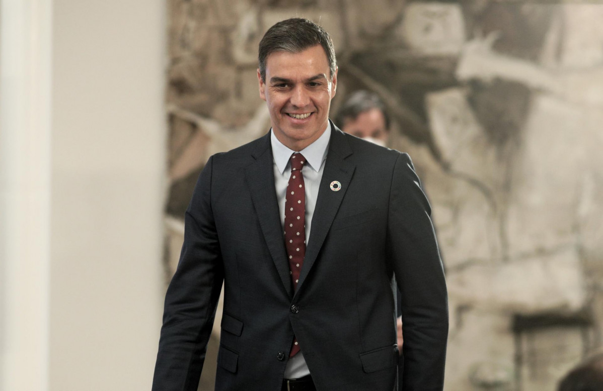 El presidente del Gobierno, Pedro Sánchez, a su llegada a la presentación del Plan de Impulso al Sector Turístico.