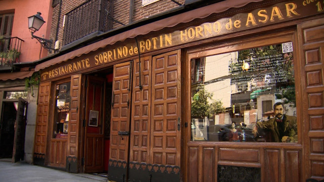 Fachada del restaurante Casa Botín, en Madrid.