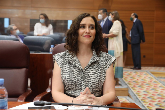La presidenta de la Comunidad de Madrid, Isabel Díaz Ayuso, durante el Pleno en la Asamblea de Madrid
