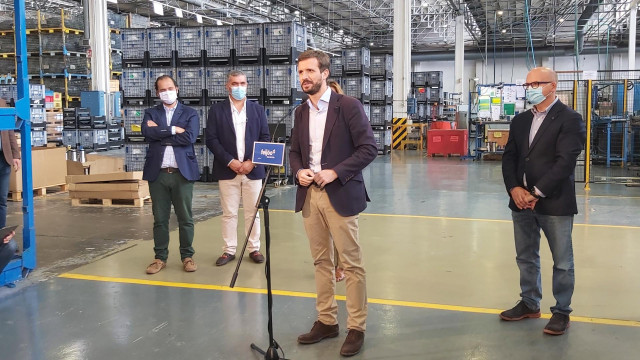 El presidente nacional del PP, Pablo Casado, en Ourense
