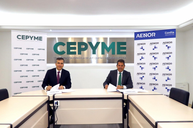 El presidente de Cepyme, Gerardo Cuerva, y el CEO de Aenor, Rafael García