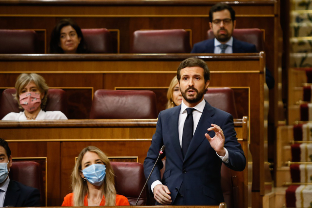 El líder del PP, Pablo Casado, en una imagen de archivo en el Congreso