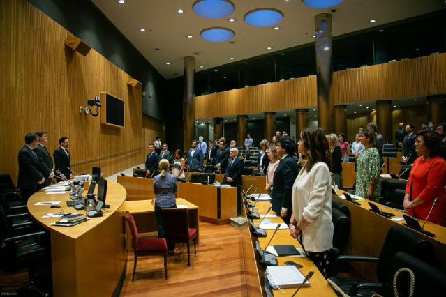 Los diputados de la Comisión para la Reconstrucción Social y Económica en un minuto de silencio por los fallecidos por Covid-19