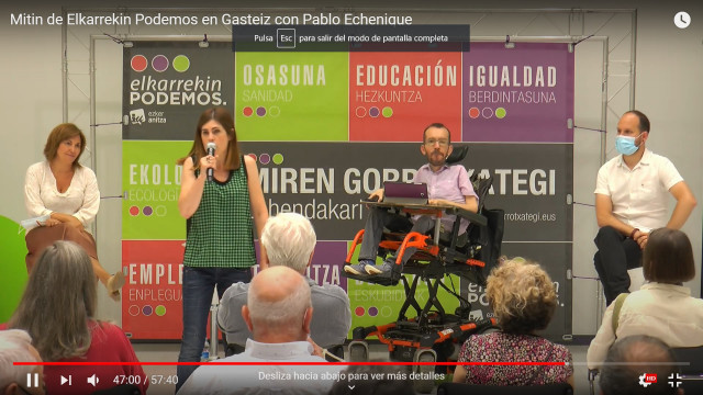 La candidata Elkarrekin Podemos-IU a lehendakari, Miren Gorrotxategi.