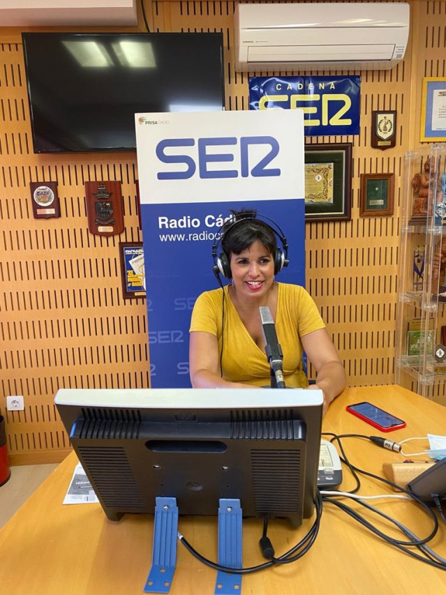 La presidenta del frupo parlamentario Adelante Andalucía y líder de Anticapitalistas, Teresa Rodríguez, durante la entrevista