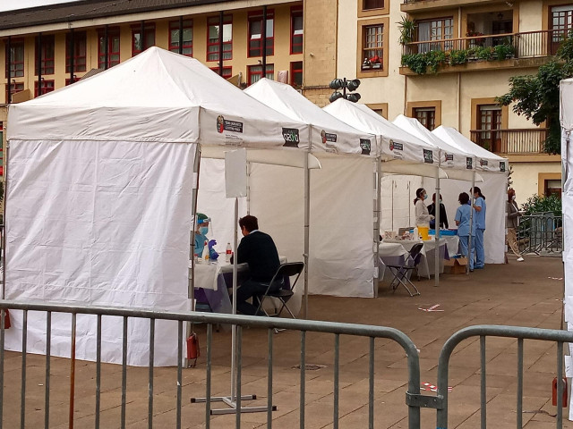 Carpas para realizar test PCR en la localidad guipuzcoana de Ordizia