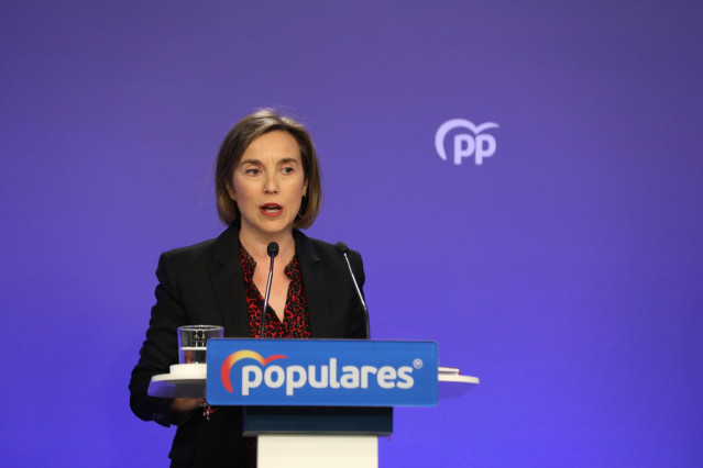 La vicesecretaria de Política Social del Partido Popular, Cuca Gamarra, durante una rueda de prensa tras la reunión del Comité de Dirección del partido, en Madrid (España) a 2 de marzo de 2020.