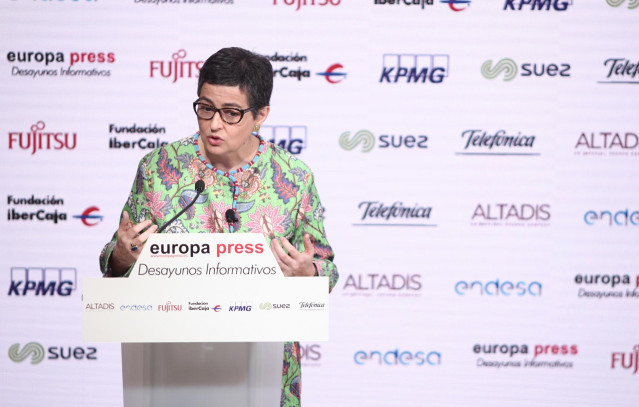 La ministra de Asuntos Exteriores, Unión Europea y Cooperación, Arancha González Laya, durante uno de los Desayunos Informativos de Europa Press, en Madrid, (España), a 8 de julio de 2020.