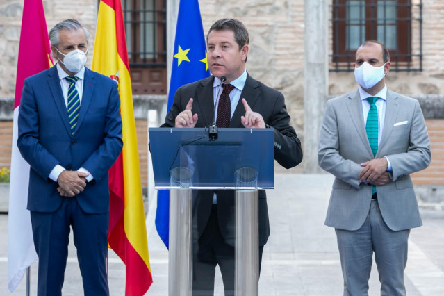 El presidente de C-LM, Emiliano García-Page, en la presentación del proycto 5G en las Cortes de C-LM.