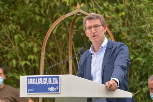 Feijóo en una imagen de archivo durante un mitin en Ourense