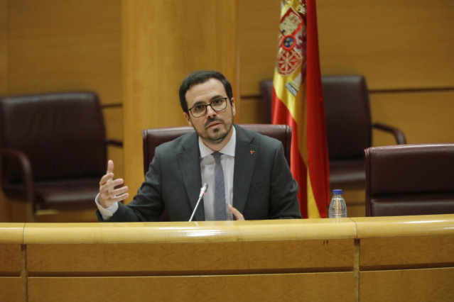 El ministro de Consumo, Alberto Garzón, durante su comparecencia en el Senado en Comisión de Sanidad y Consumo, en Madrid (España), a 26 de junio de 2020.