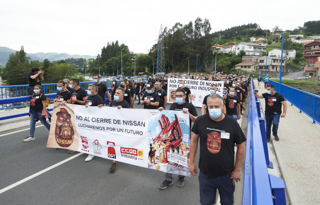 Imagen de una concentración de los trabajadores de Nissan.