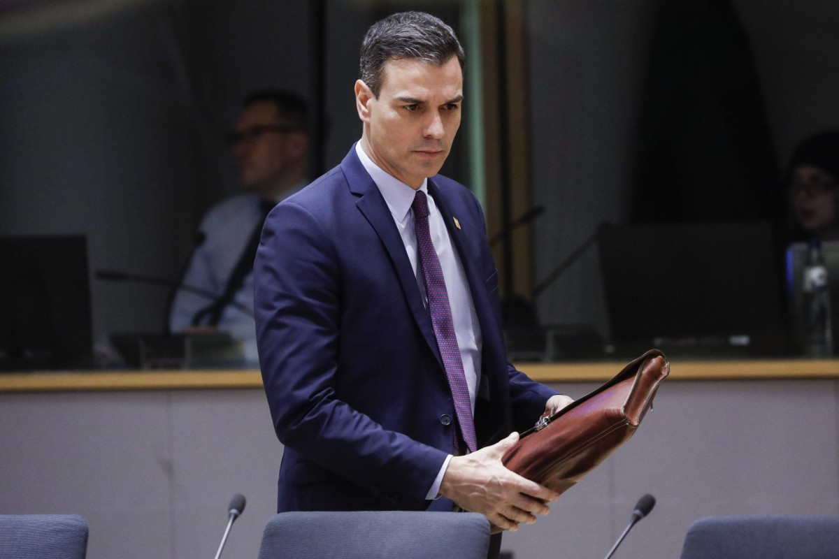 21 February 2020, Belgium, Brussels: Spain Prime Minister Pedro Sanchez attends the second day of an extraordinary EU summit on the European Budget 2021-2027. Photo: Thierry Roge/BELGA/dpa