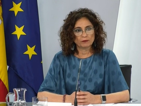 La ministra protavoz María Jesús Montero, durante la rueda de prensa posterior al Consejo de Ministros del 14 de julio de 2021.